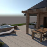 jacuzzi wymiary, jacuzzi na taras - wizualizacja